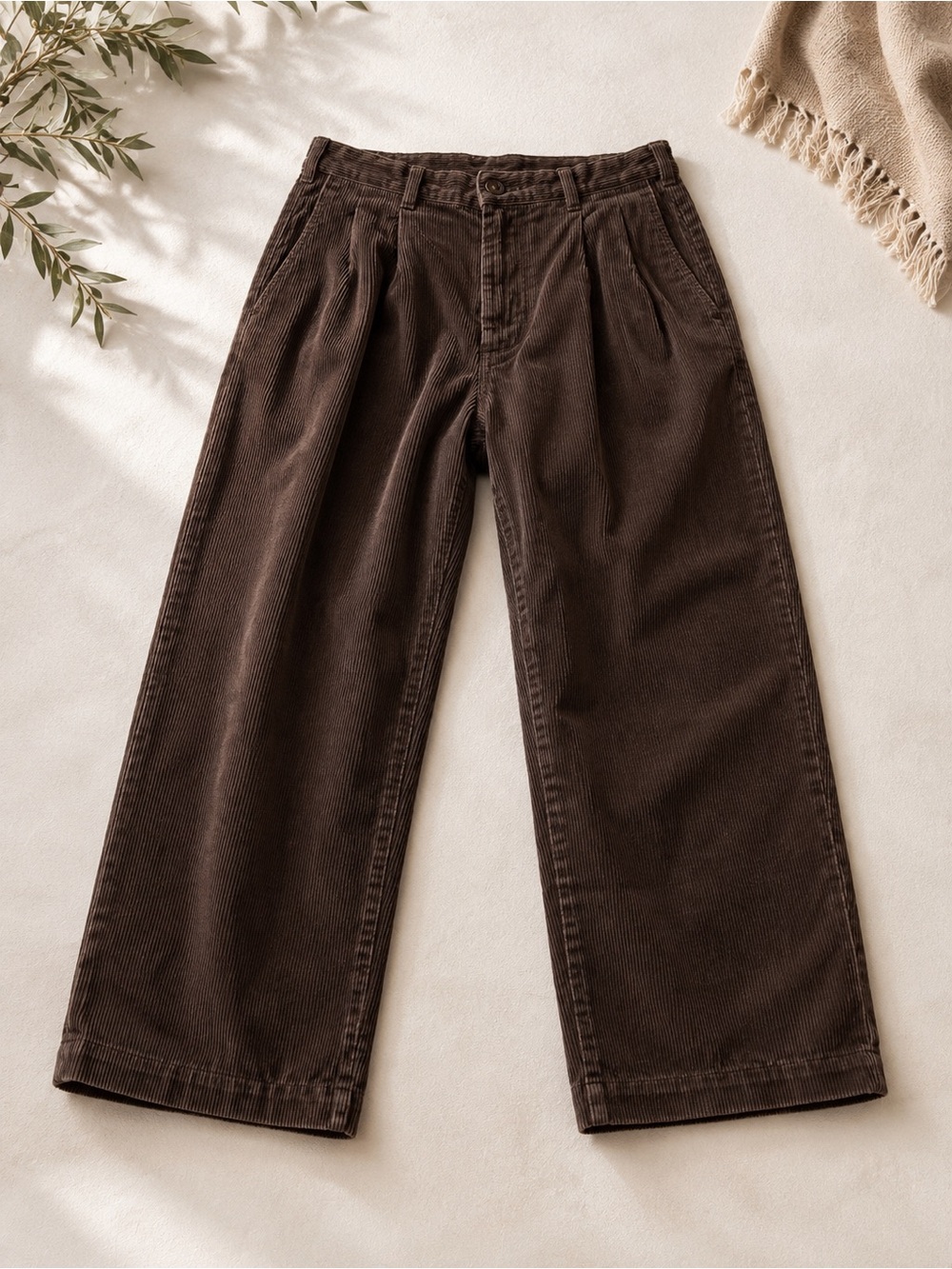 Chaps Brown Corduroy Wide-Leg Pants